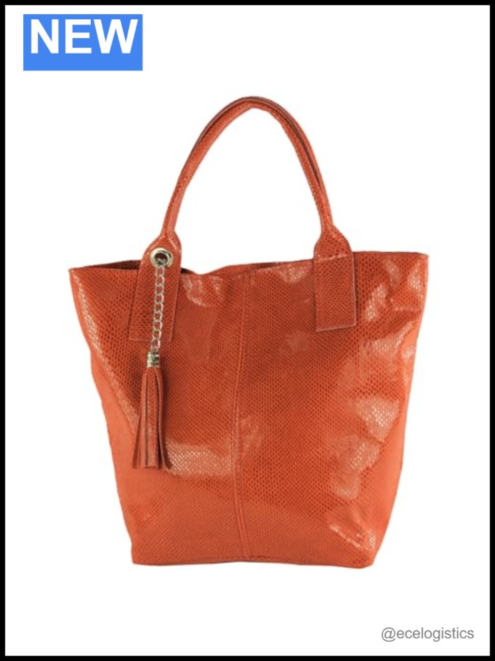 Genuine Italian Leather Handmade Bucket Shoulder Bag with Snake Pattern, Large